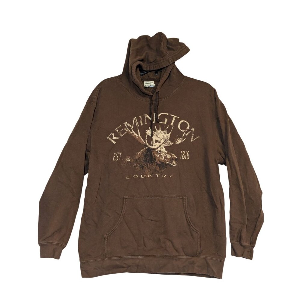 Remington Brown Moose Hoodie Mens M Cotton/Polyester Blend